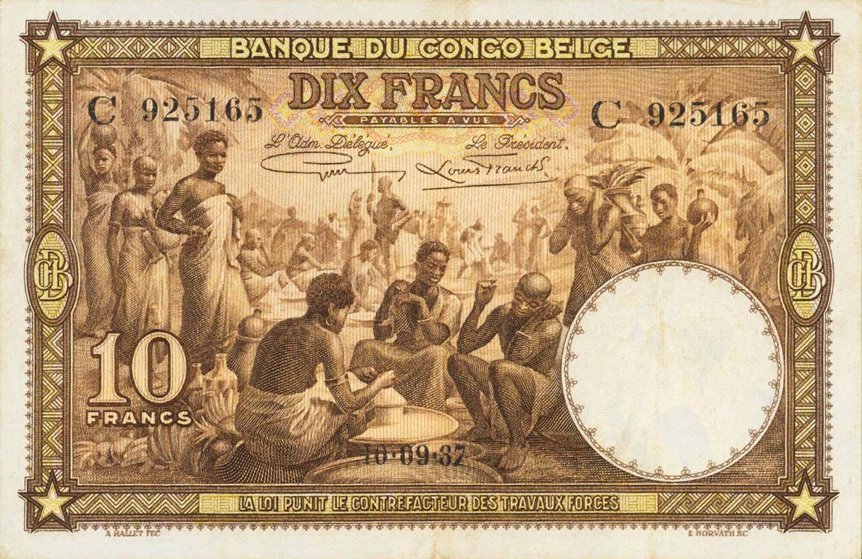 Бельгийское Конго банкнота в 10 франков
