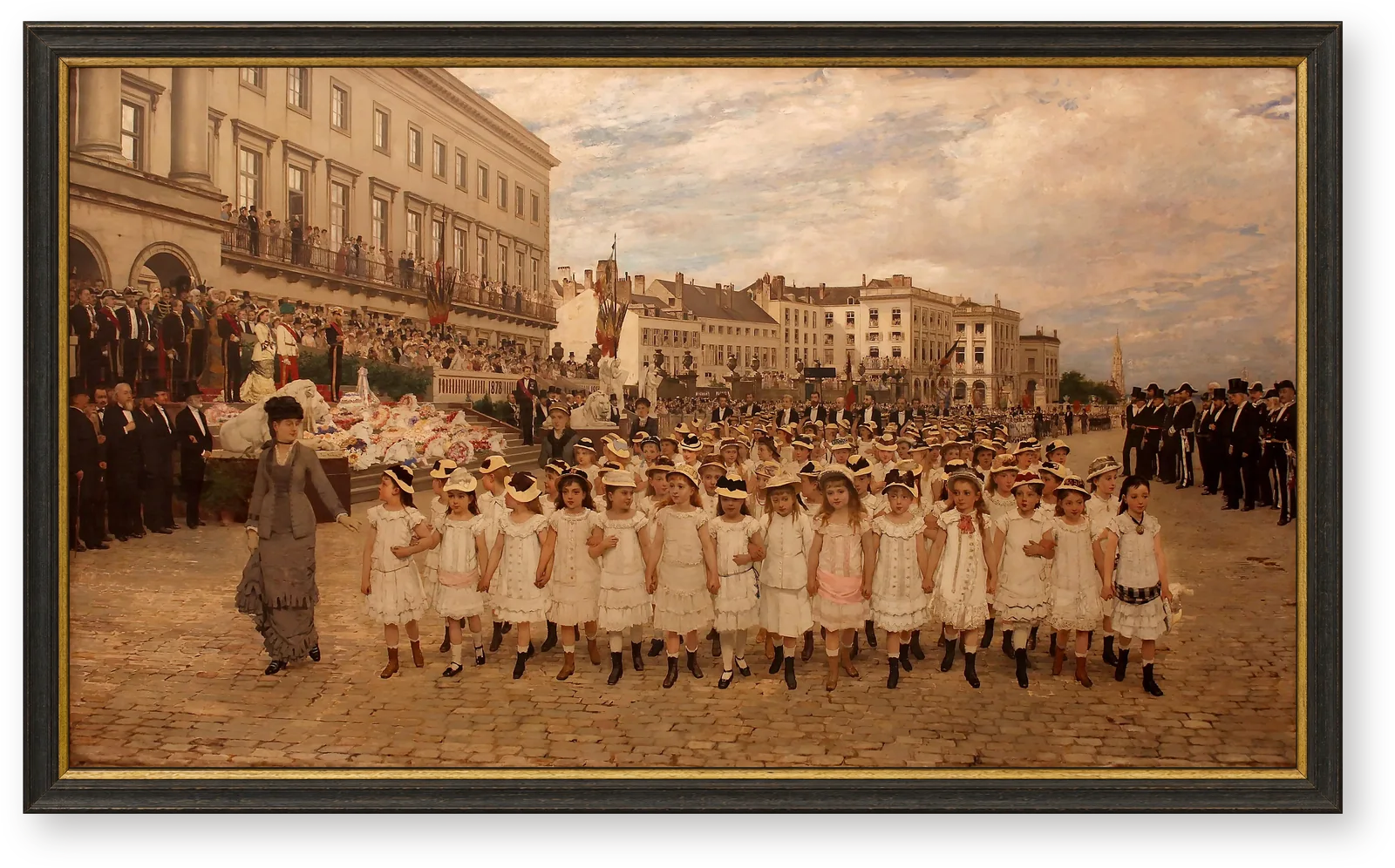 Парад школ на Place des Palais, слева Королевский дворец — картина Яна Верхаса, 1880 год.