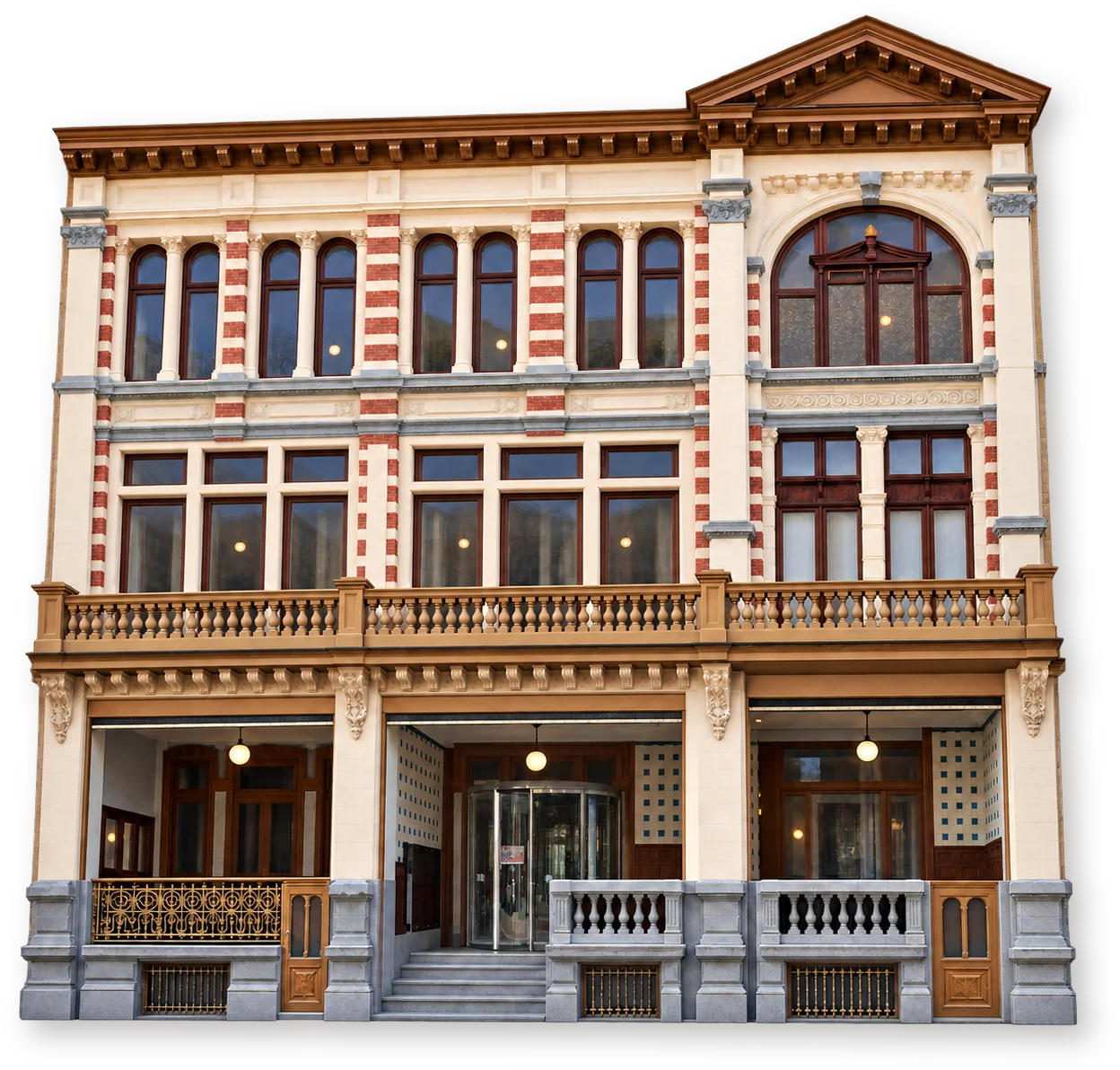 Объёмная иллюстрация здания: Belle Epoque Centrum, три дома Elisabethstraat22–26, Бланкенберге