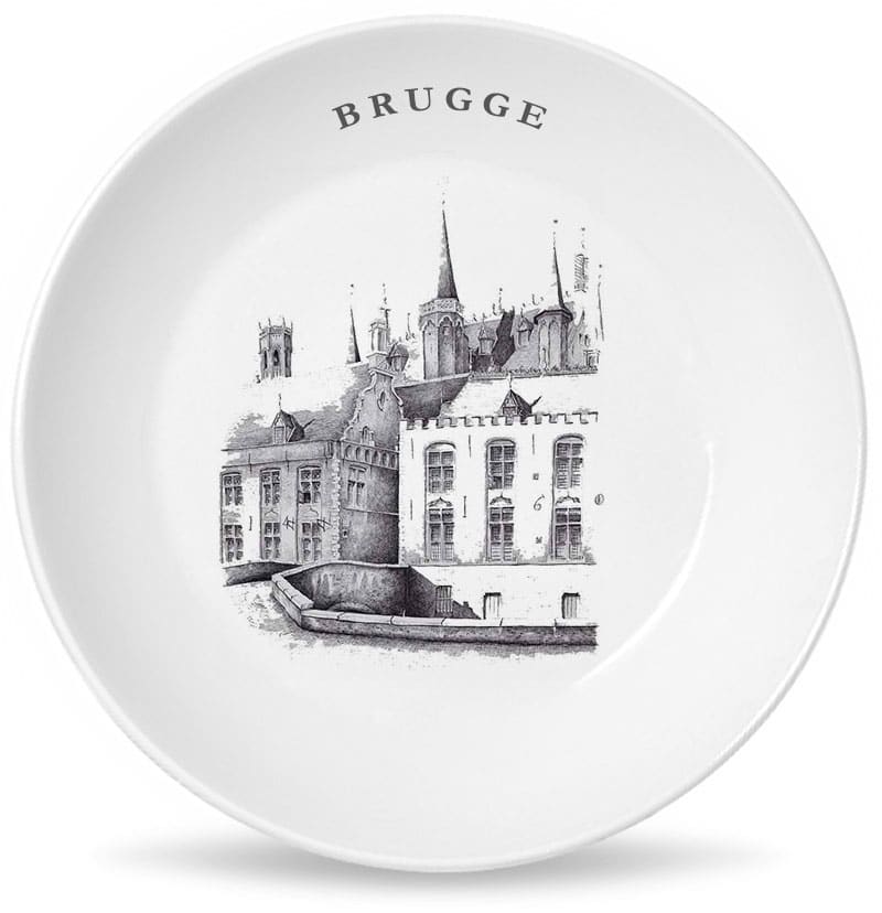 Тарелка с видом на мост в Брюгге