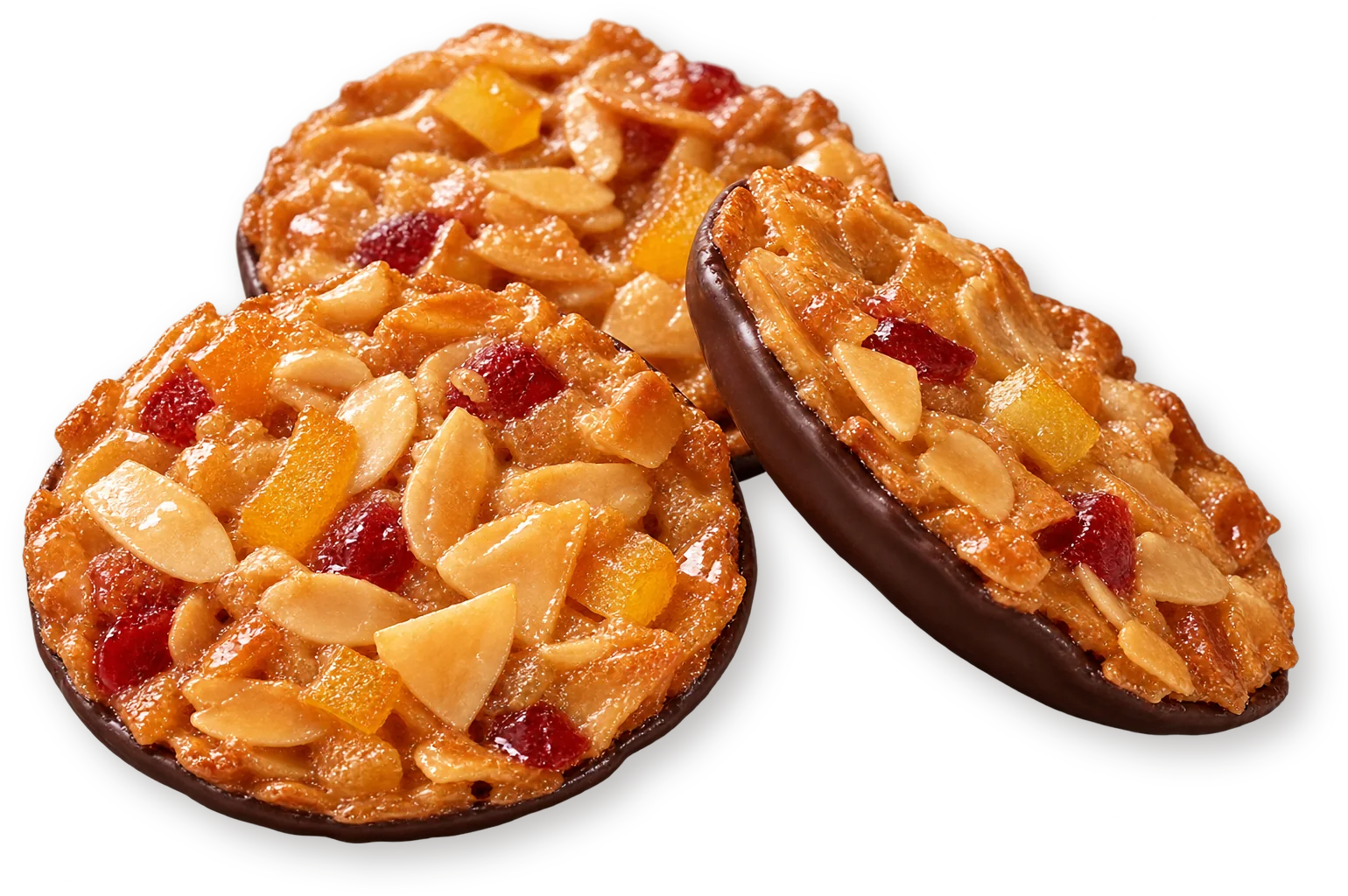 Миндальные флорентины с карамелью и шоколадной основой