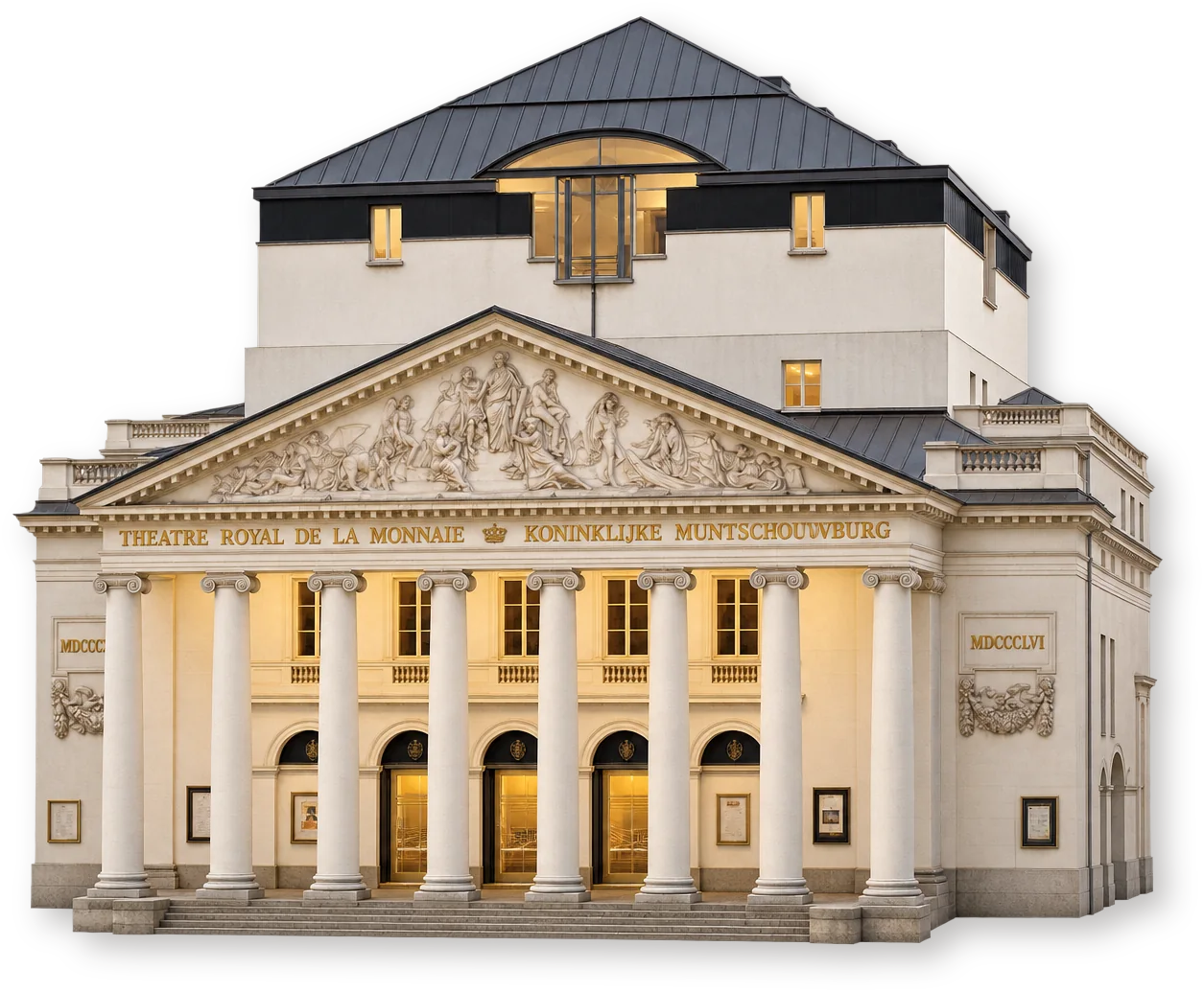 La Monnaie / De Munt — Брюссель — объёмная иллюстрация La Monnaie / De Munt — Брюссель — архитектурная иллюстрация здания