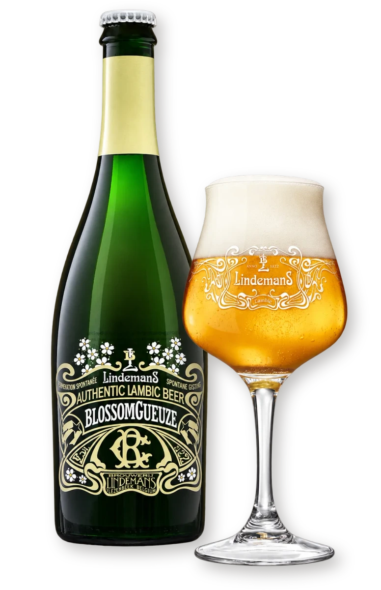 Lindemans BlossomGueuze — бутылка и бокал Lindemans BlossomGueuze — бутылка и бокал