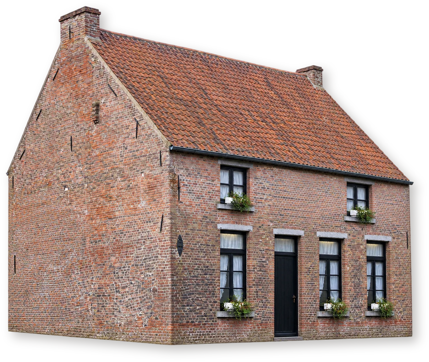 Maison Van Gogh de Cuesmes — исторический дом Невысокий кирпичный дом Ван Гога в Кюэме с черепичной крышей и тёмной входной дверью