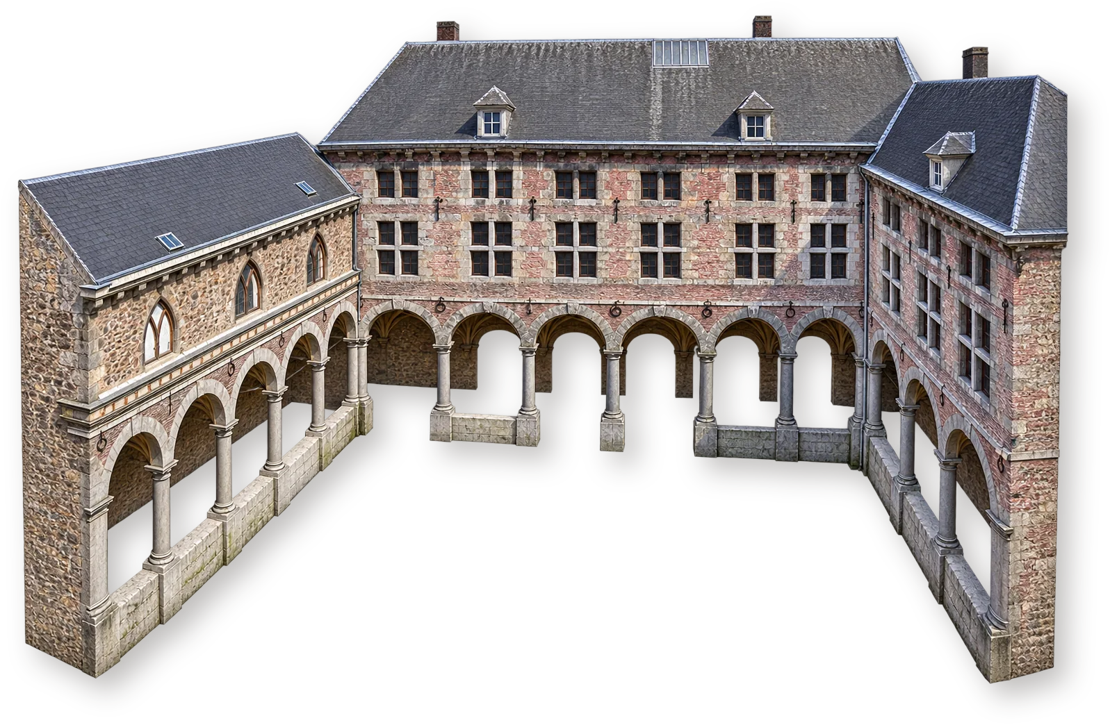 Musée communal de Huy — клуатр монастыря братьев-миноритов Крылья клуатра бывшего монастыря братьев-миноритов, музей Юи