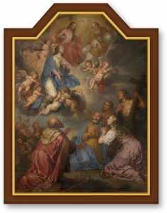 Филипп Бернардт, «Пресвятая Богородица — Прибежище грешных», 1660, в раме из тёмного ореха с золотым кантом