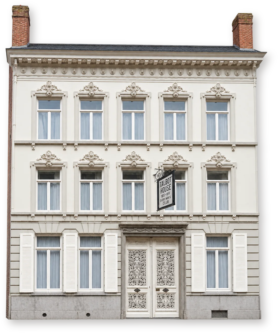 Талбот-Хаус — историческое здание Белый исторический дом Talbot House в Поперинге, музей клуба солдат Первой мировой войны — объёмная иллюстрация