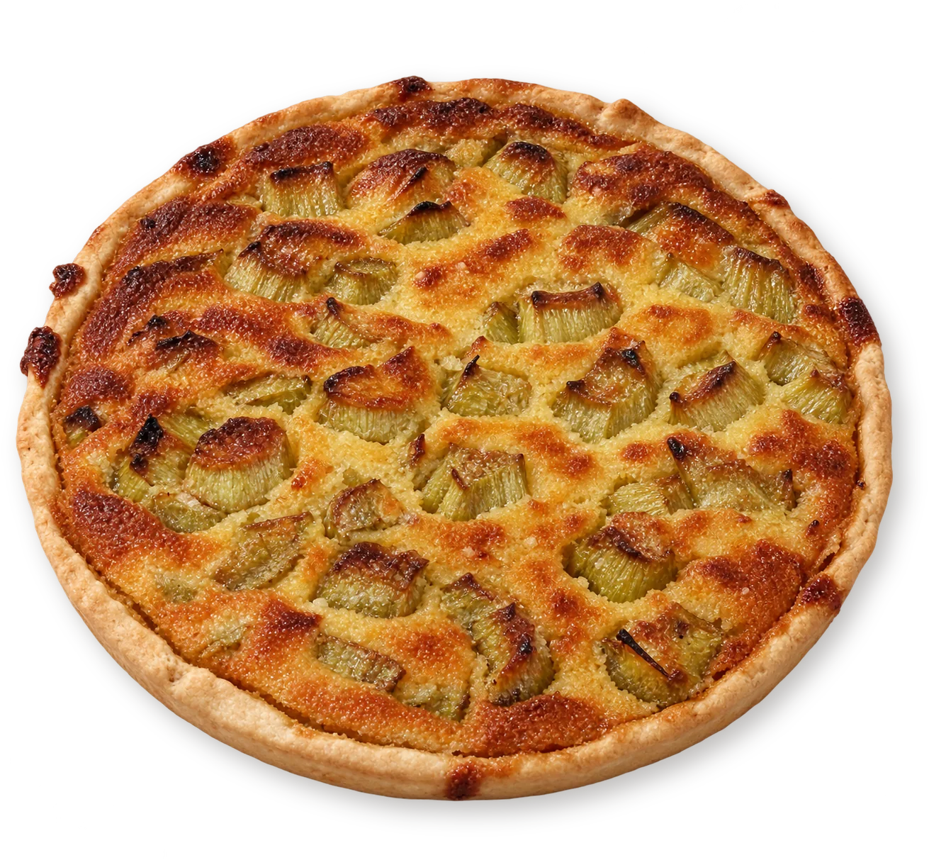 Кондёвский тарт с румяной начинкой и кусочками ревеня