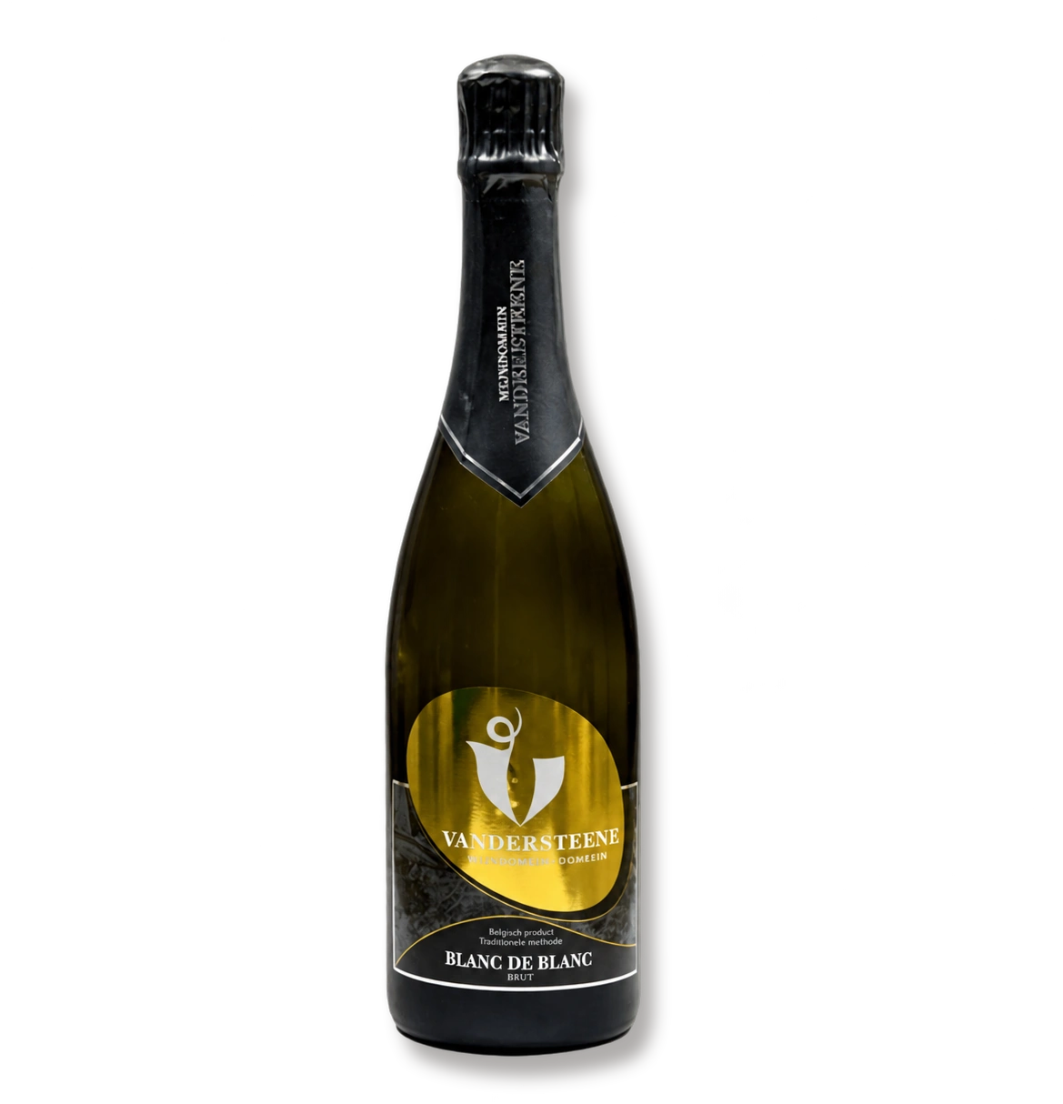 Бутылка Blanc de Blancs — Wijndomein Vandersteene Бутылка вина Blanc de Blancs винодельни Wijndomein Vandersteene